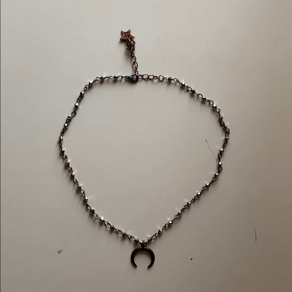 Crescent Gemstone Choker Necklace